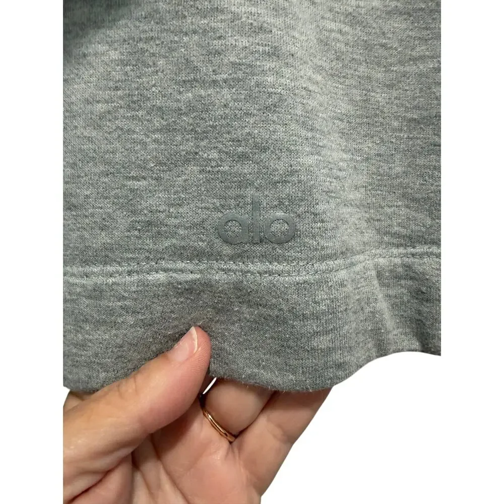 Alo Yoga Bae Hoodie Athletic Heather Gray Cropped Size S Activewear